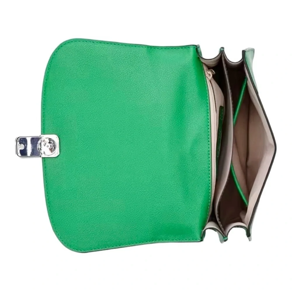 Nine West Green Minka Silver Chain Silver Logo Crossbody Bag and Handbag NWT - Picture 4 of 10